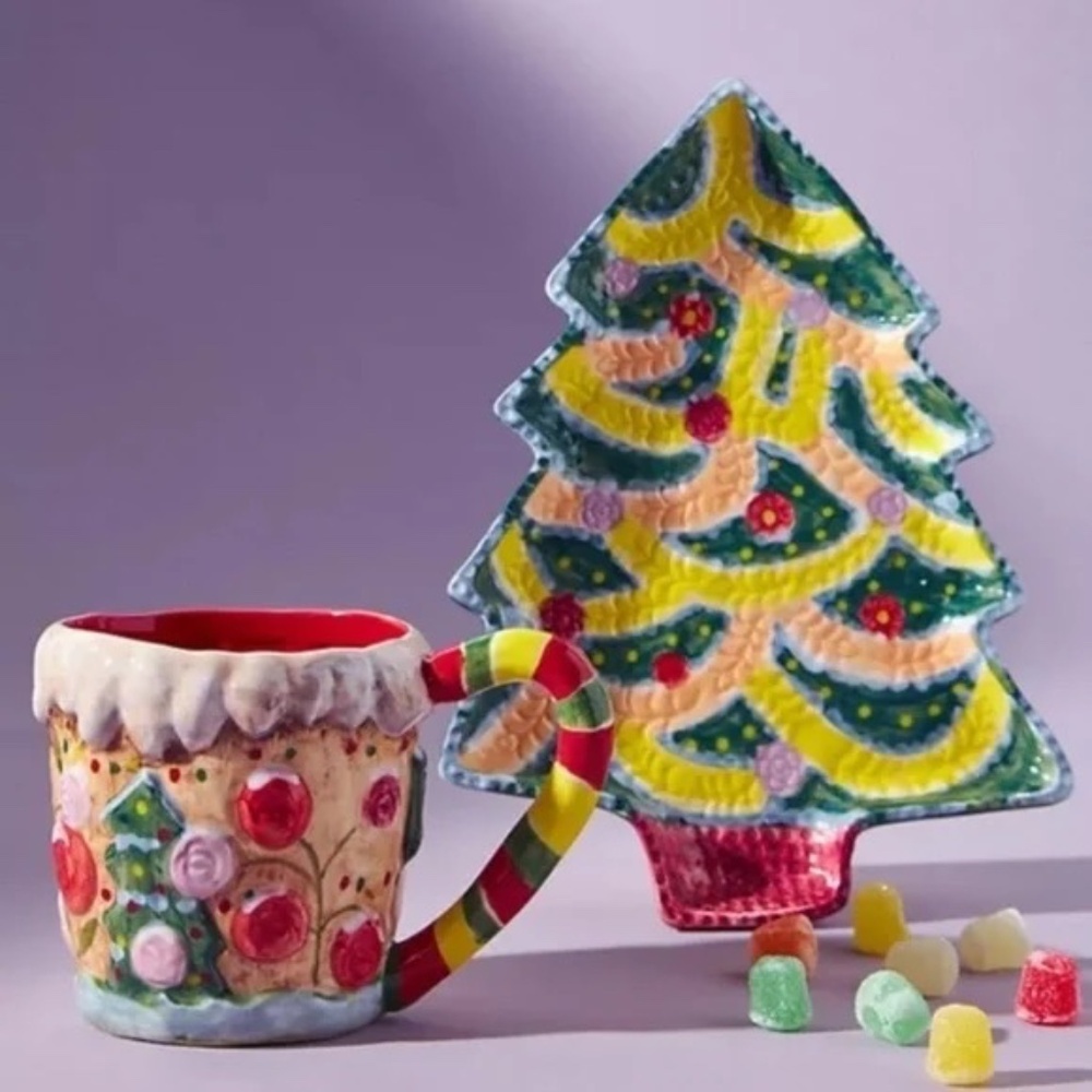 NWT Anthropologie Nathalie Christmas Tree Canape Plate - Picture 2 of 2
